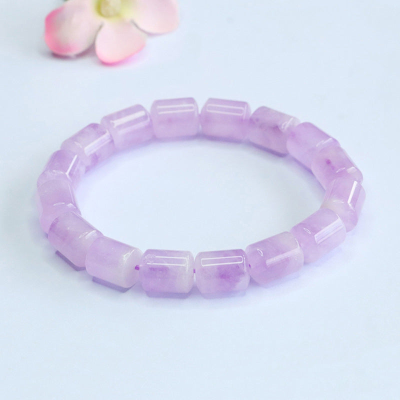 Geometric Square Amethyst Bracelet | Modern Faceted Lavender Quartz