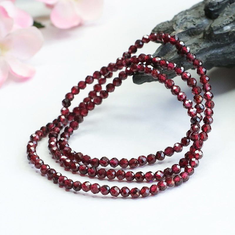 Elegant Double-Strand Red Garnet Bracelet | Graceful Root Chakra Stone
