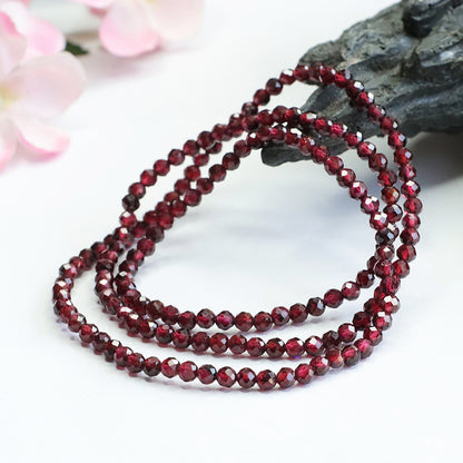 Elegant Double-Strand Red Garnet Bracelet | Graceful Root Chakra Stone