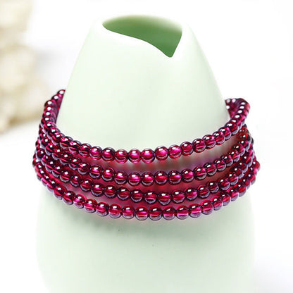 Wholesale Natural Wine Red Garnet Multi-Wrap Bracelet | 108 Mala Style