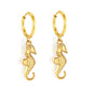 Ocean Inspired Seahorse Dangle Hoop Steel Earrings