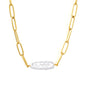 304L Stainless Steel 7.3mm Width Paperclip Chain Real Baroque Pearl Necklaces