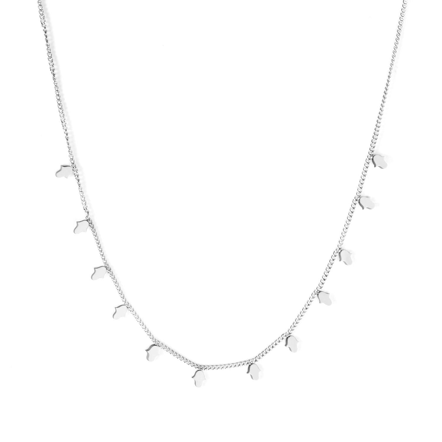 Palm Shaped-charm-necklace-fluid-minimalist-silver