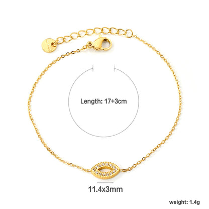 Protective Evil Eye CZ Bracelet 304L Stainless Steel Gold Adjustable 17+3cm