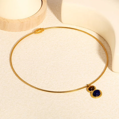 Retro Dual Stone Pendant | Tarnish-Free Magnetic Clasp 304L