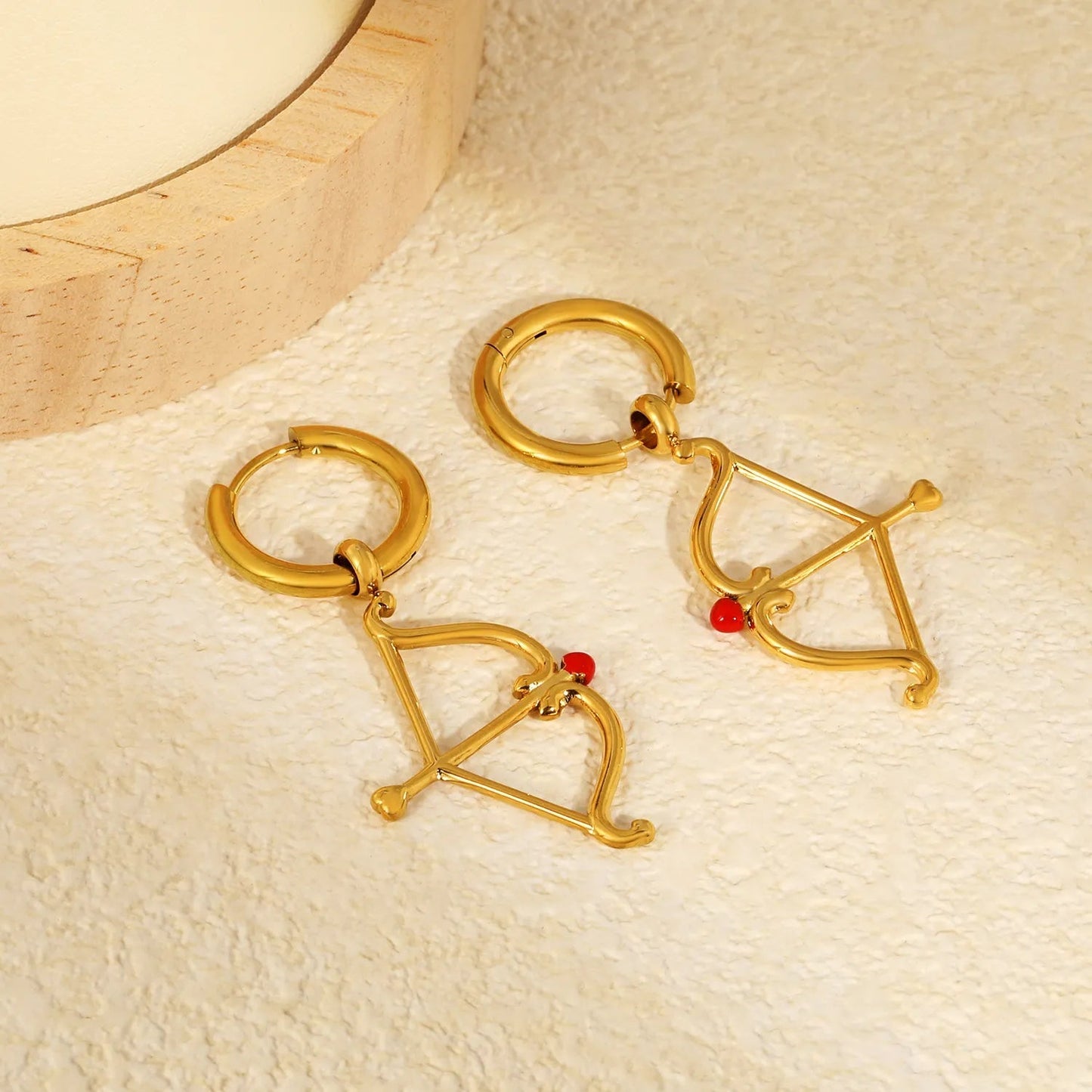 Romantic Cupid Arrow Stainless Steel Huggie Hoop Stud Earrings