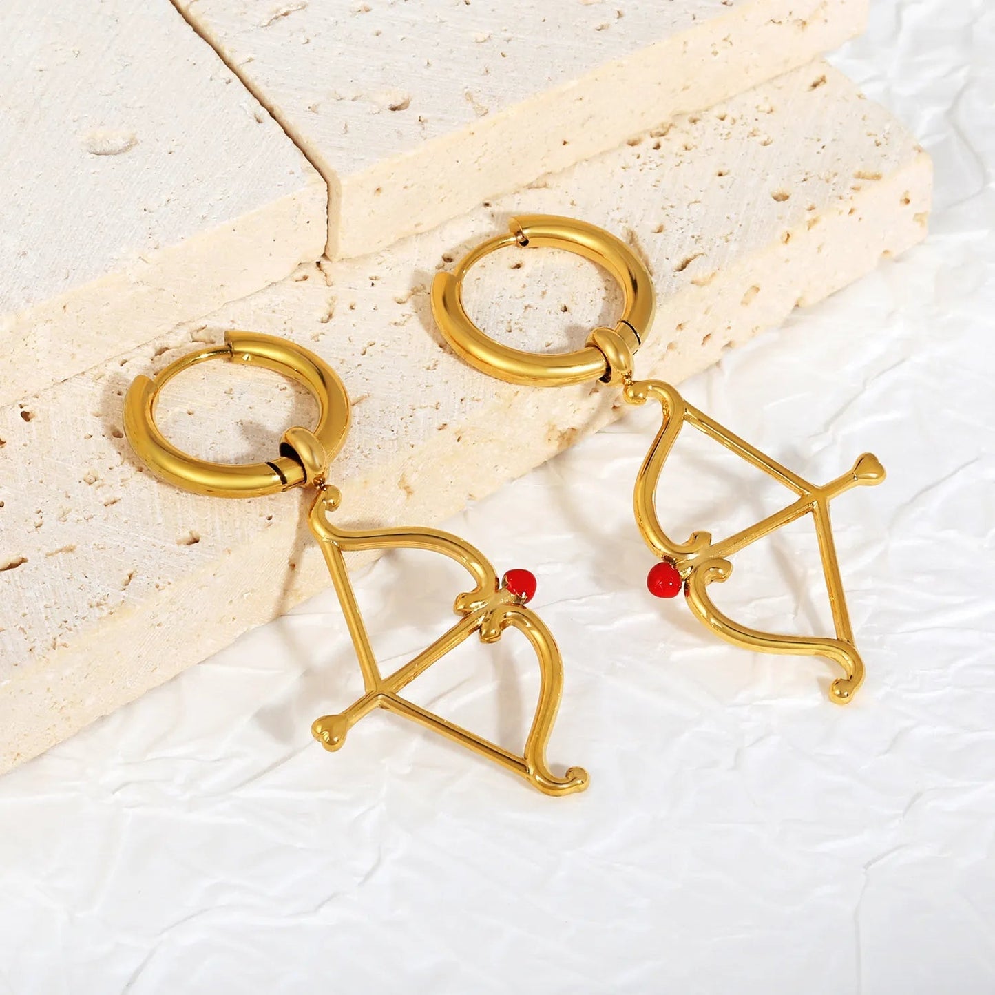 Romantic Cupid Arrow Stainless Steel Huggie Hoop Stud Earrings