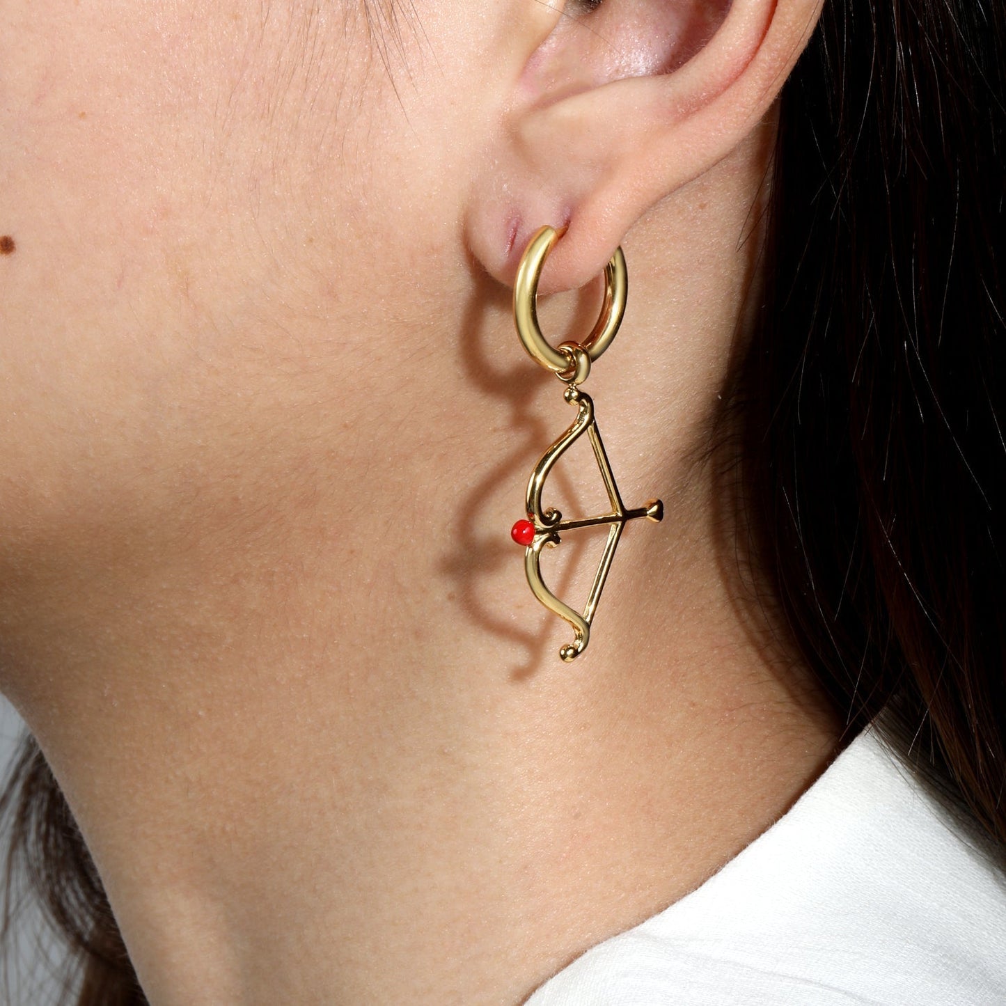 Romantic Cupid Arrow Stainless Steel Huggie Hoop Stud Earrings