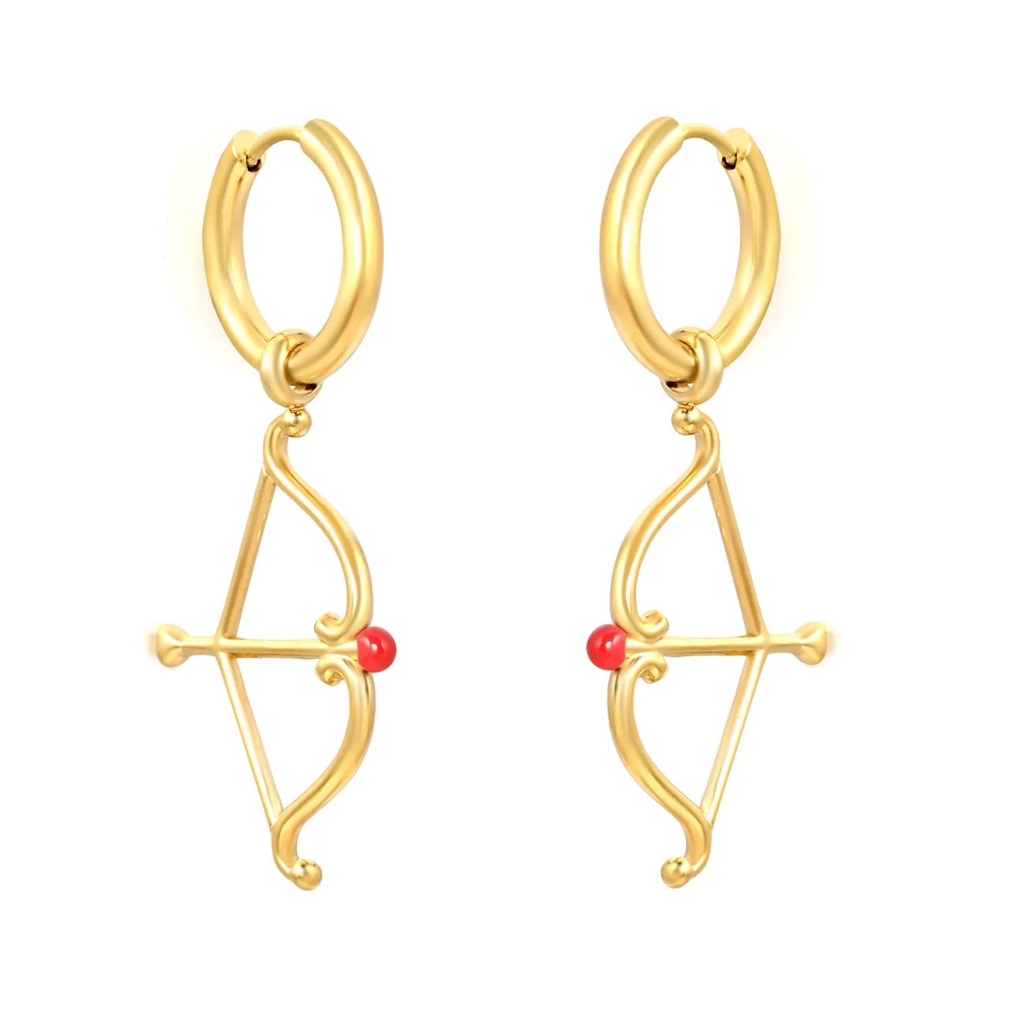 Romantic Cupid Arrow Stainless Steel Huggie Hoop Stud Earrings
