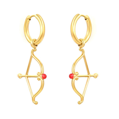 Romantic Cupid Arrow Stainless Steel Huggie Hoop Stud Earrings