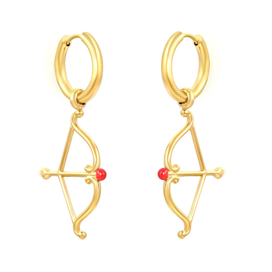 Romantic Cupid Arrow Stainless Steel Huggie Hoop Stud Earrings