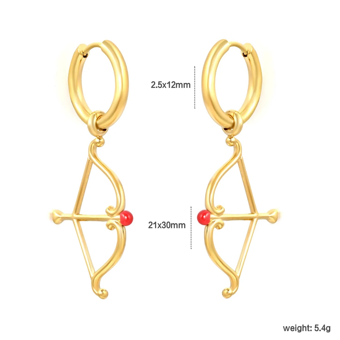 Romantic Cupid Arrow Stainless Steel Huggie Hoop Stud Earrings