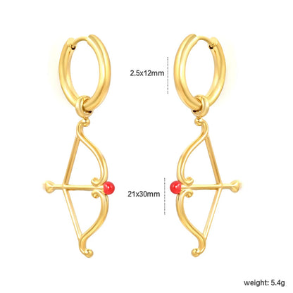 Romantic Cupid Arrow Stainless Steel Huggie Hoop Stud Earrings