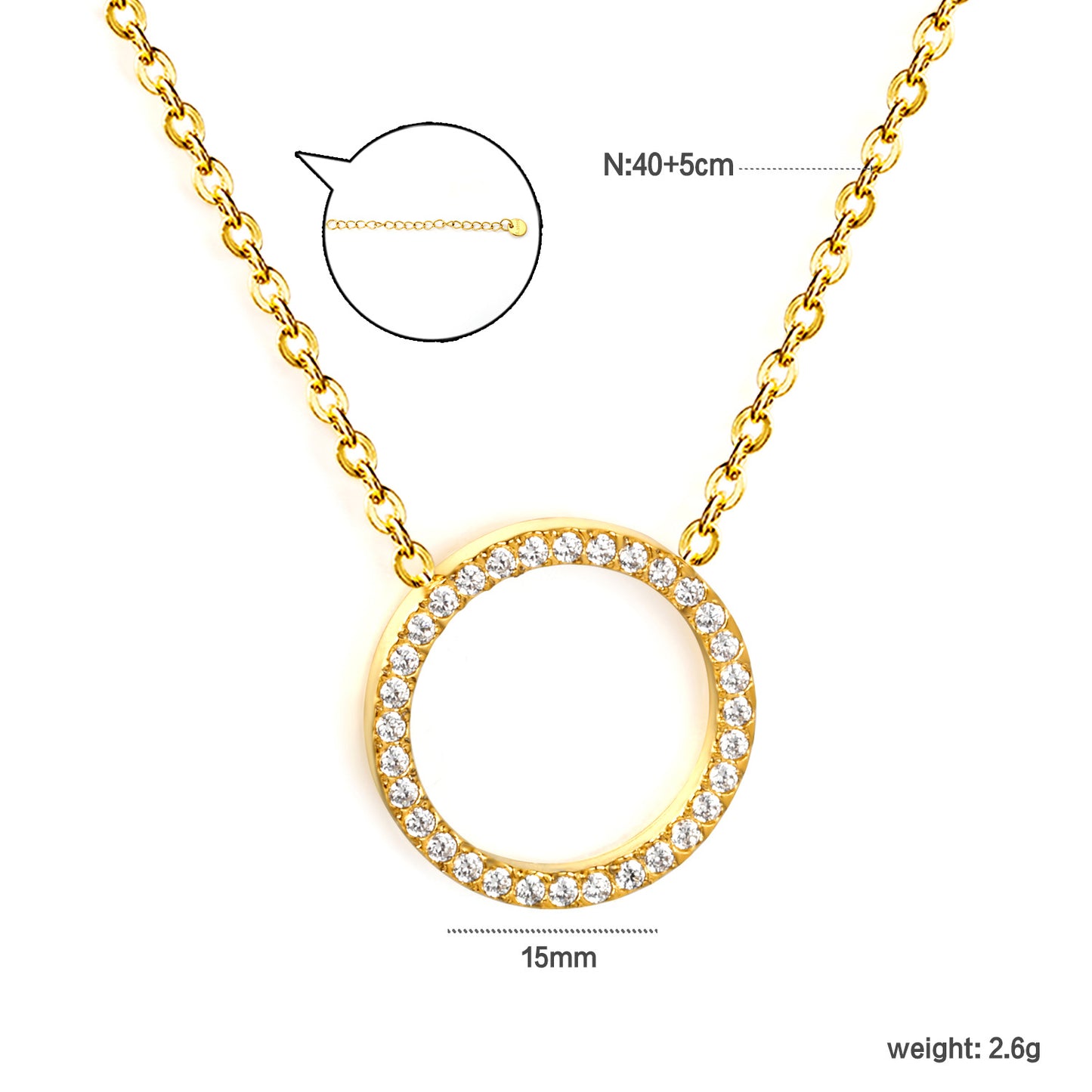 Hypoallergenic 304L Steel Open Circle Micro Pave Choker Wholesale