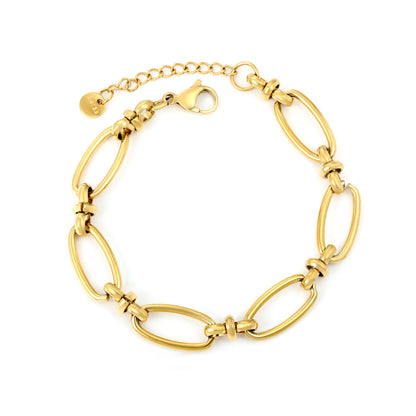 Wholesale Stainless Steel Chunky Oval Link Bracelet | Gold Plated Adjustable Cuff
