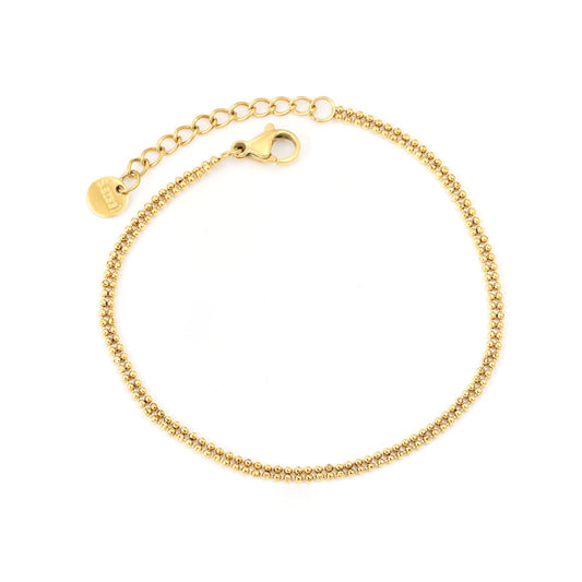 Bulk PVD Gold Minimalist Miniature Sculpted Bead Chain Bracelet