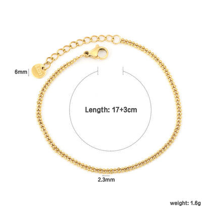 Bulk PVD Gold Minimalist Miniature Sculpted Bead Chain Bracelet