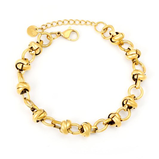 Wholesale Two-Tone Twisted Link Bracelet | Gold and Silver Adjustable Chain