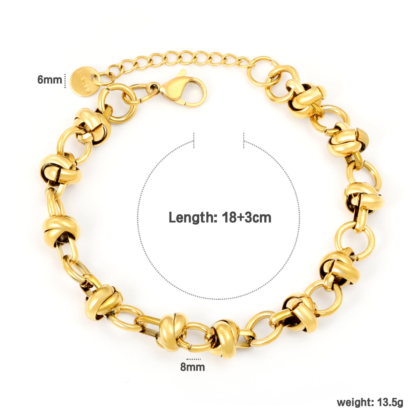 Wholesale Two-Tone Twisted Link Bracelet | Gold and Silver Adjustable Chain