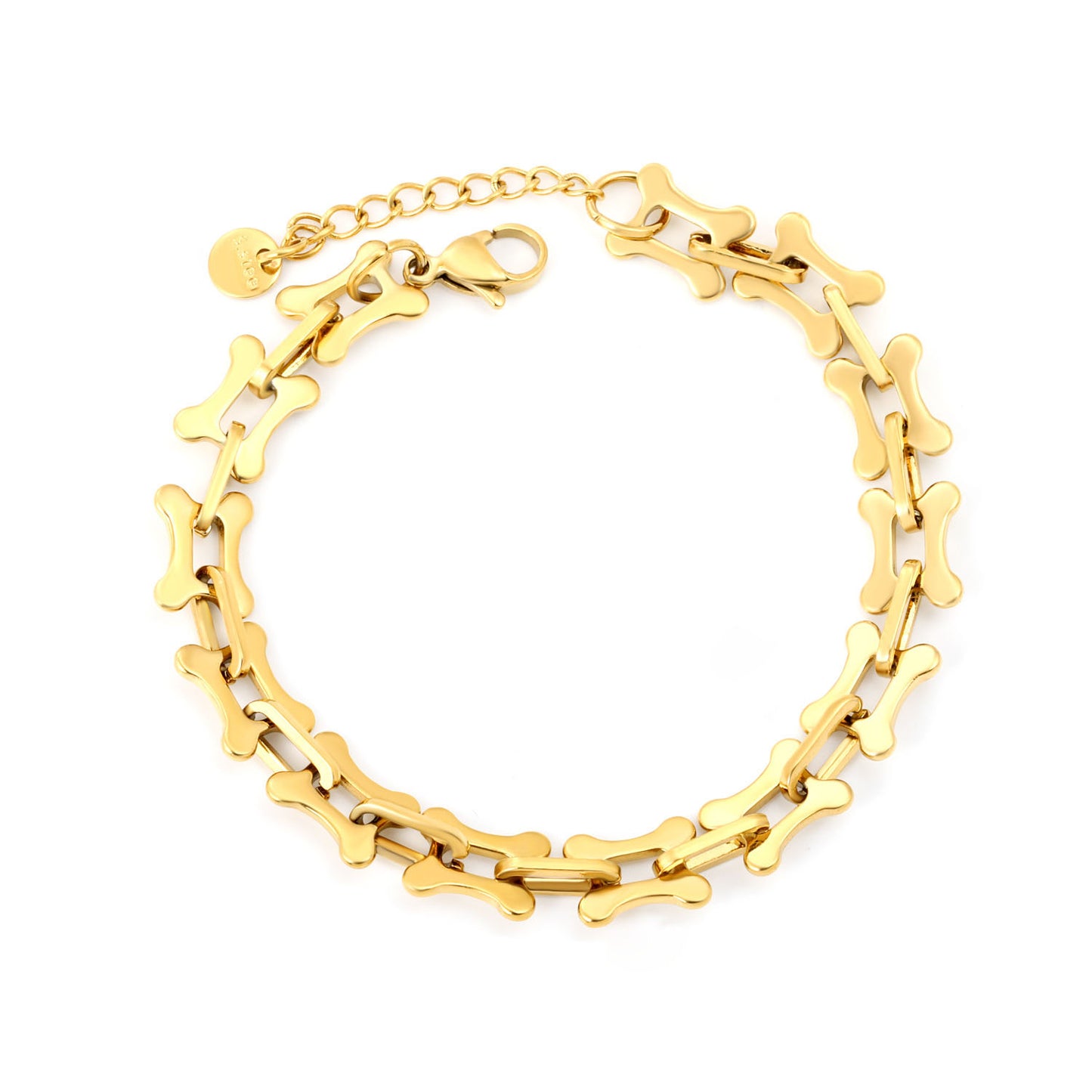 Bulk PVD Gold Sculpted Bone Link Niche Statement Bracelet