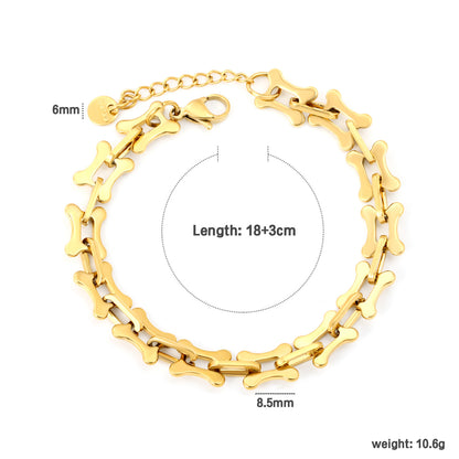 Bulk PVD Gold Sculpted Bone Link Niche Statement Bracelet