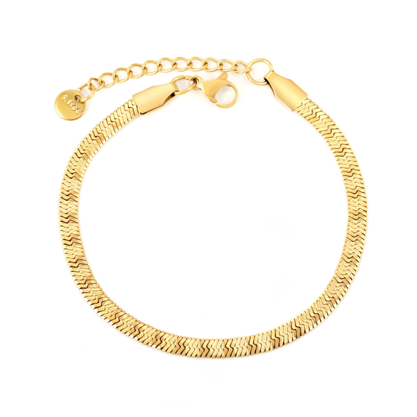 Wholesale Textured Snake Chain Bracelet | Matte Gold Plated Adjustable