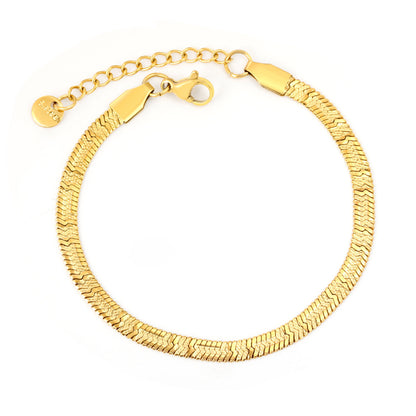 Bulk PVD Gold Embossed Wave Motif Snake Chain Bracelet