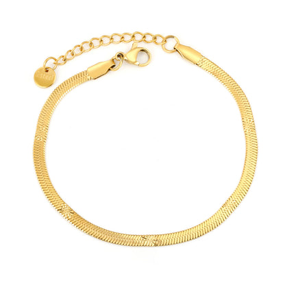 Wholesale Waterproof PVD Gold Polished Sculpted Snake Chain Bracelet