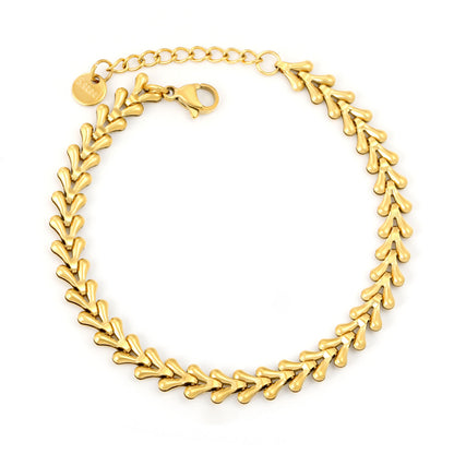Bulk PVD Gold Fishbone Relief-Textured Heavy Duty Bracelet