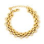 Wholesale Waterproof PVD Gold Double Weave Chunky Statement Bracelet