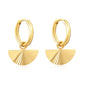 Wholesale Waterproof PVD Gold Retro Fan Radial Texture Earrings