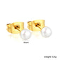 Wholesale Waterproof PVD Gold Square Link Pearl Drop Studs (3mm-9mm)