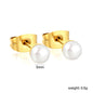 Wholesale Waterproof PVD Gold Square Link Pearl Drop Studs (3mm-9mm)