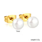 Wholesale Waterproof PVD Gold Square Link Pearl Drop Studs (3mm-9mm)