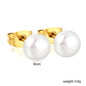 Wholesale Waterproof PVD Gold Square Link Pearl Drop Studs (3mm-9mm)