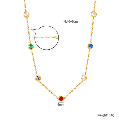 Wholesale Waterproof PVD Gold Multi-Color CZ V-Shape Slim Necklace