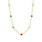 Wholesale Waterproof PVD Gold Multi-Color CZ V-Shape Slim Necklace