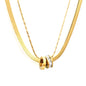 Wholesale Waterproof PVD Gold Double Layer Snake Chain CZ Necklace