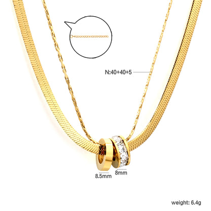 Wholesale Waterproof PVD Gold Double Layer Snake Chain CZ Necklace