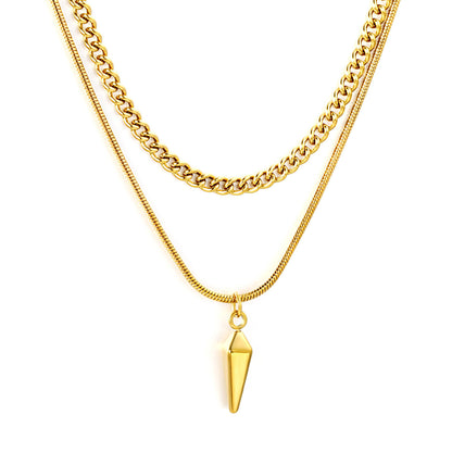 Wholesale Waterproof PVD Gold Layered Spike Cone Statement Necklace
