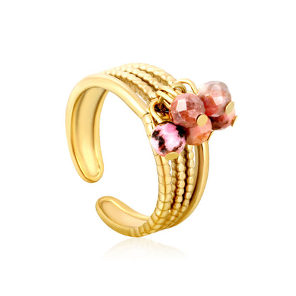 Wholesale Adjustable Multi Band Ring | Colorful Bead Dangle Boho Style