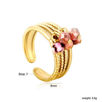 Wholesale Adjustable Multi Band Ring | Colorful Bead Dangle Boho Style