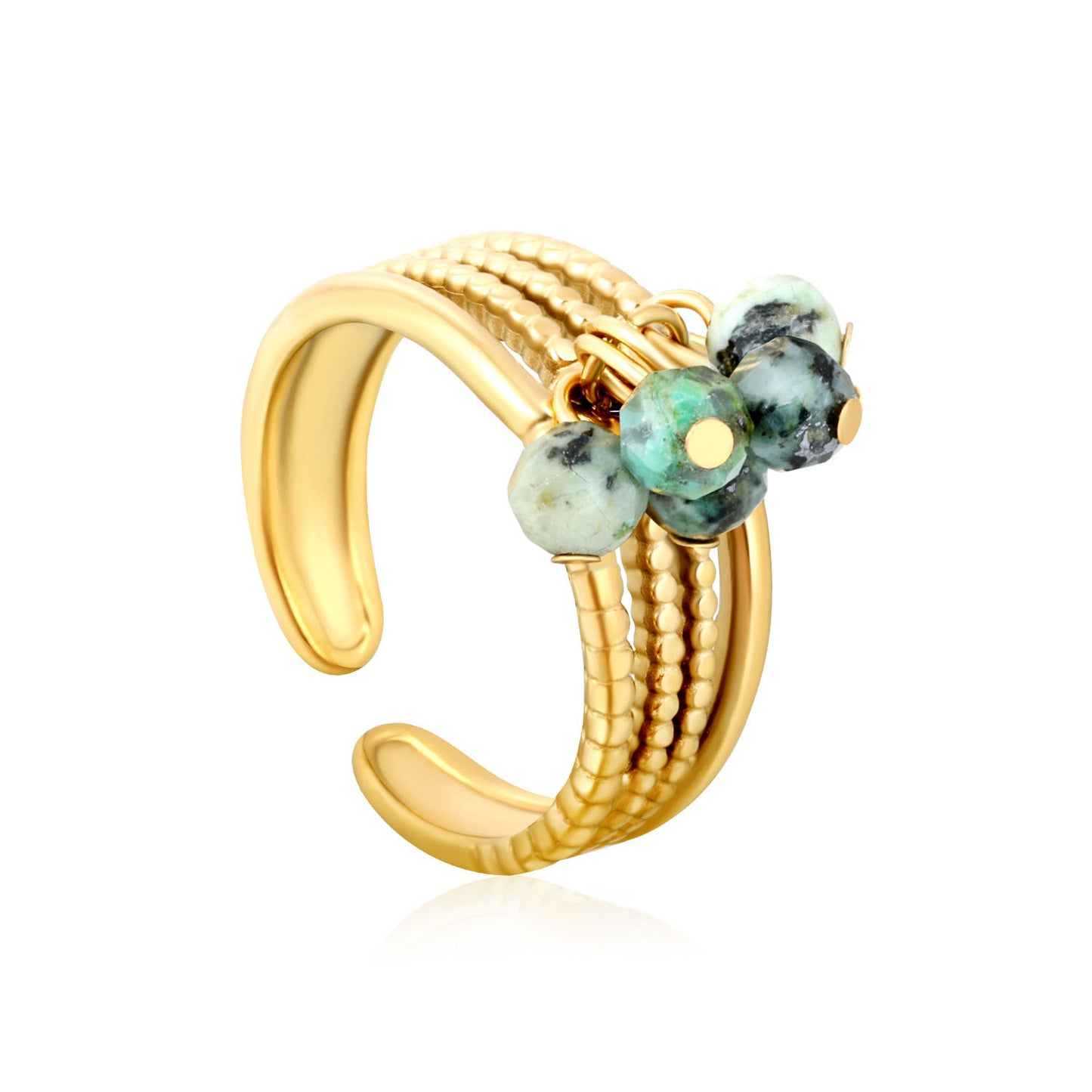 Wholesale Adjustable Multi Band Ring | Colorful Bead Dangle Boho Style