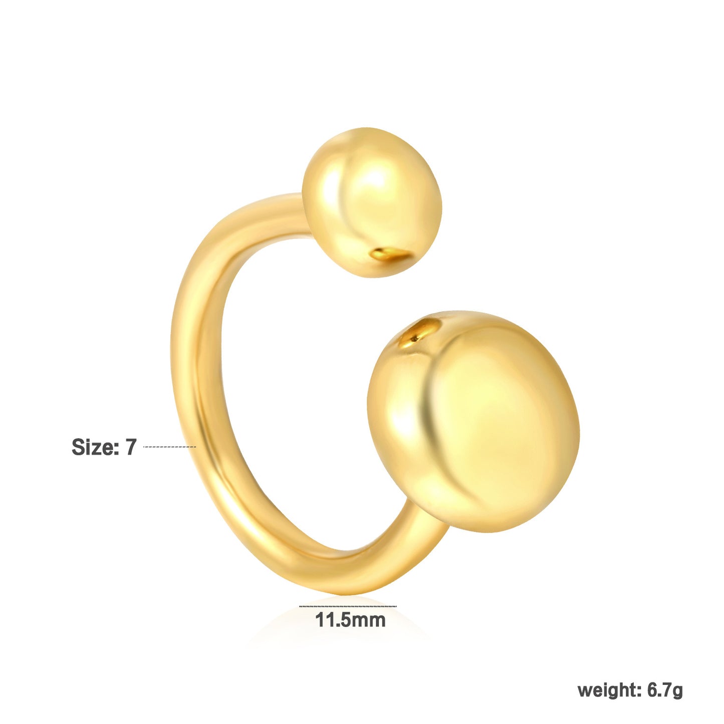 Bulk PVD Gold Minimalist Double Ball Adjustable Statement Ring