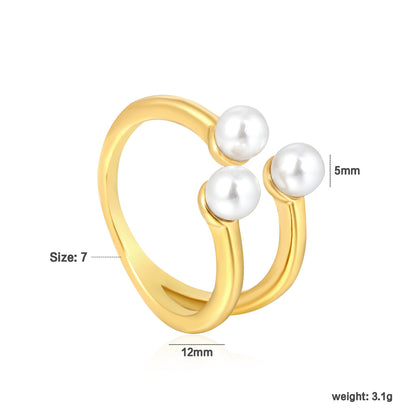 Bulk PVD Gold Double Strand Dual Shell Pearl Open Ring