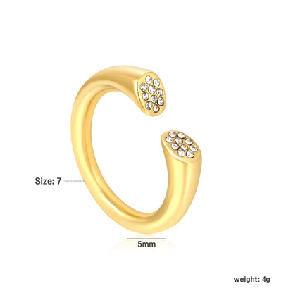 Wholesale Waterproof PVD Gold White CZ Cluster Open Ring