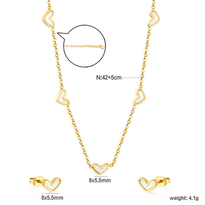 Wholesale Waterproof PVD Gold Sculpted Heart Motif Jewelry Set