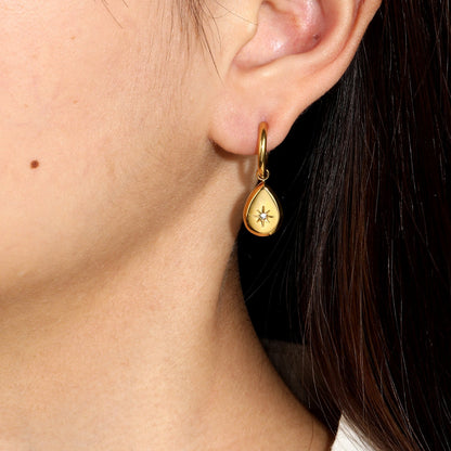 Square North Star Drop Earrings | Tarnish-Free Retro Aesthetic