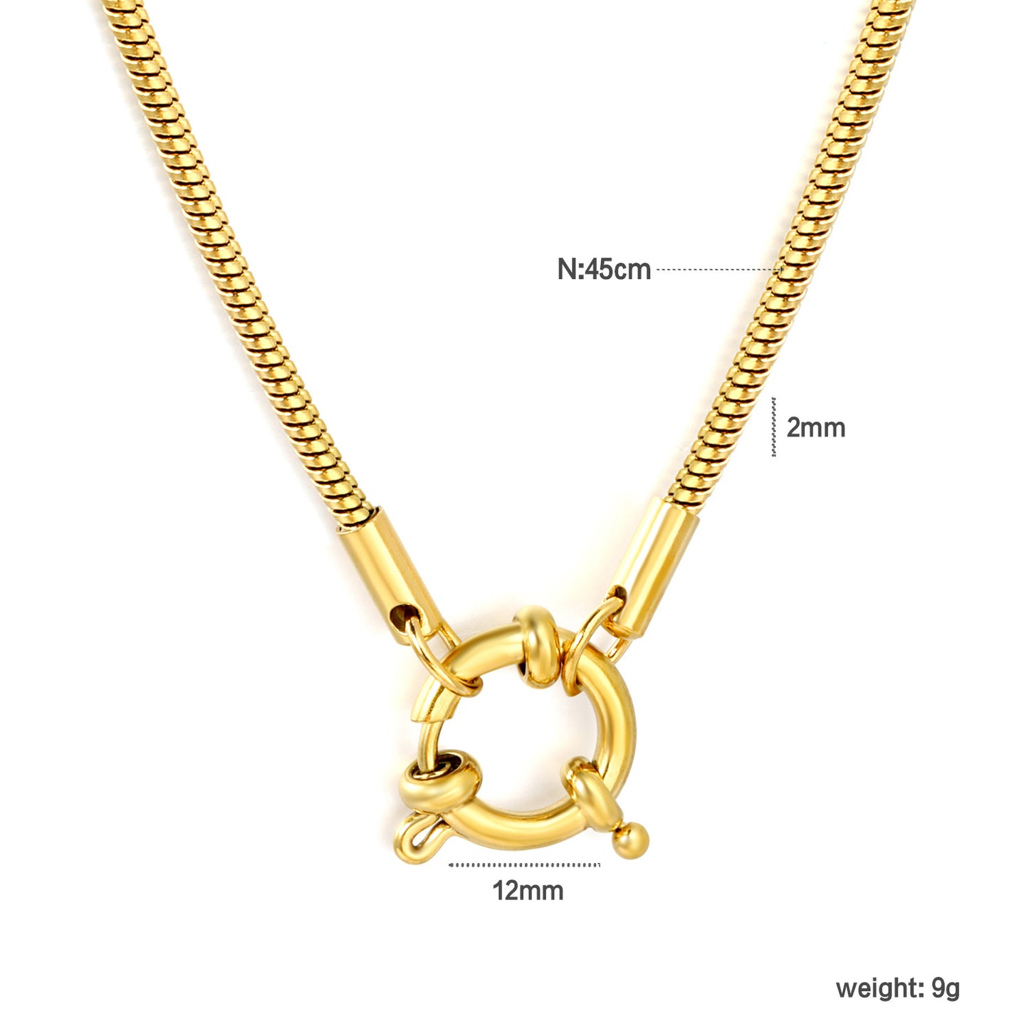 Tarnish Free Heavy Weight 304L Steel 2mm Square Snake Chain Necklaces 45cm