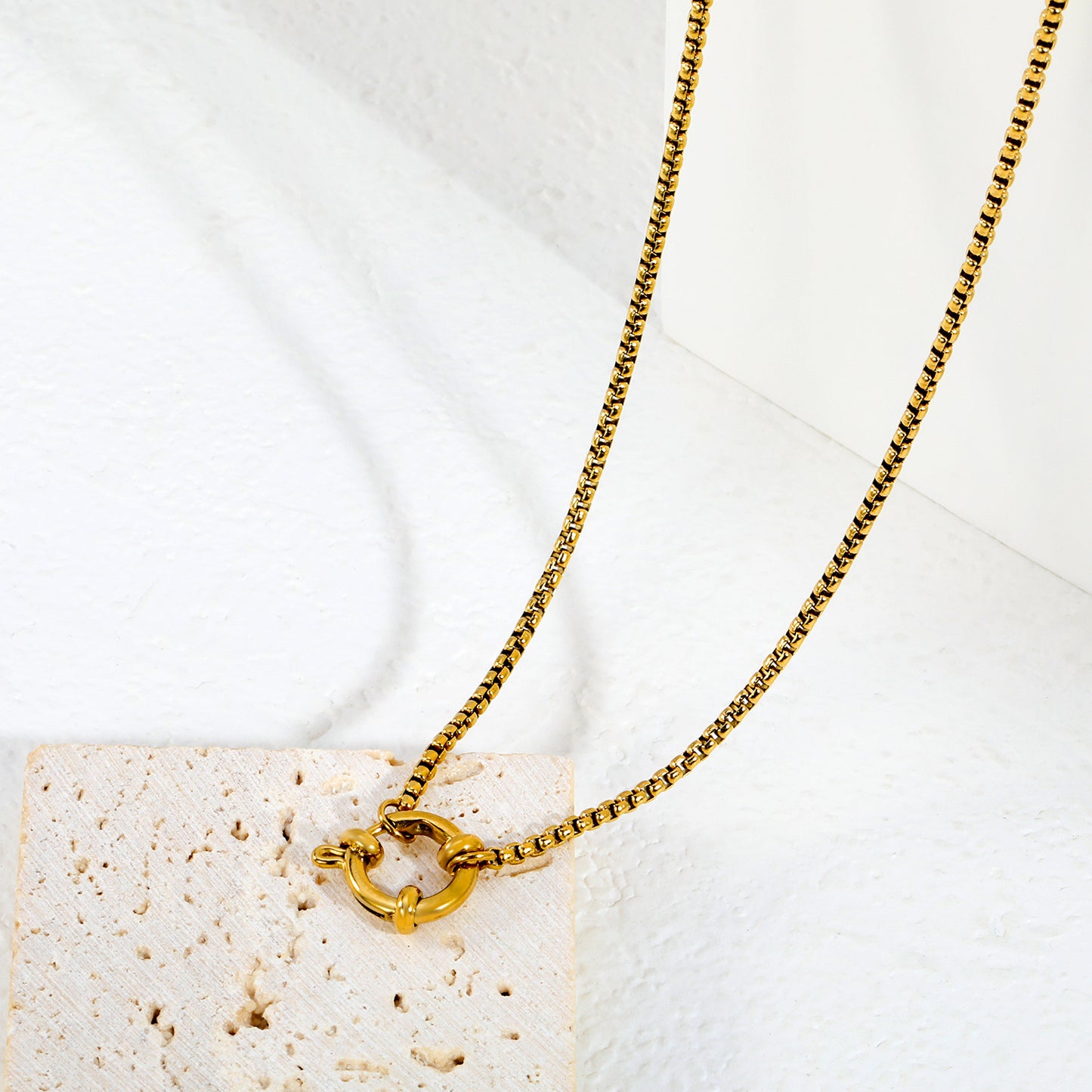 PVD Gold 304L Steel 2mm Square Snake Chain Necklaces Swivel Clasp 4.6g